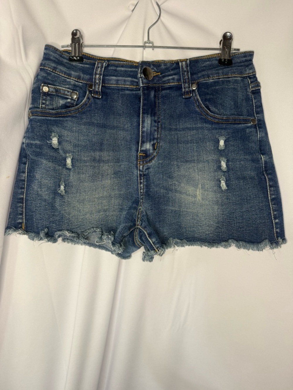 Elan Women's Distressed Blue Denim Jean Shorts